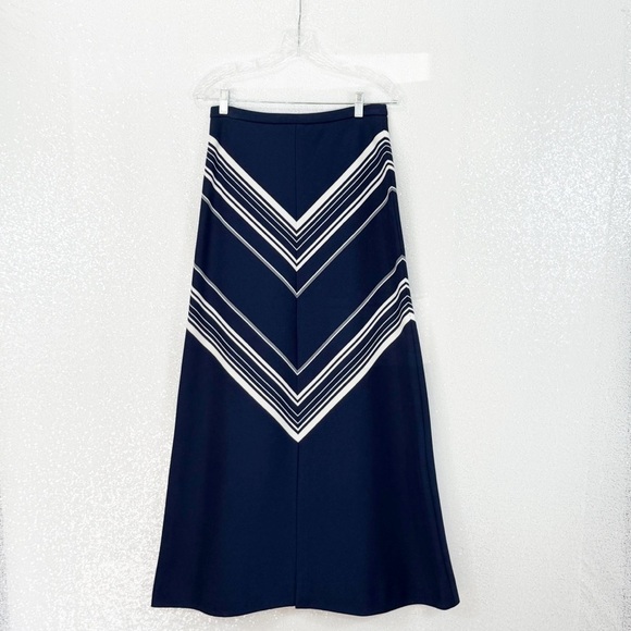 James Kenrob vintage 70s Navy Blue Chevron Women's Skirt maxi size 8 - Picture 3 of 12